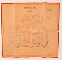 1961 Csongrád megye térképe, Állami földmérési és Térképészeti Hivatal Hódmezővásárhely, kis szakadásokkal, 51x54 cm