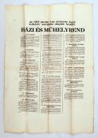 1919 A január 1-én érvénybe lépett kollektív szerződés alapján készült házi és műhelyrend, kis szakadással, hajtott, 70x49 cm