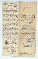 1855 Okleveles bába engedély-folyamodványa , kinevezésről megjegyzéssel, 30kr okmánybélyeggel