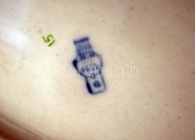 Zsolnay búgócsigás kislány, porcelán, kézzel festett, jelzett, hibátlan, 12x15cm