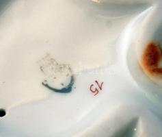 Zsolnay  játszó kislányok, porcelán, kézzel festett, jelzett, hibátlan, 2db, cca 7x6cm