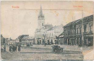 Torda, Turda; Fő tér, gyógyszertár, leporellolap, kiadja Turcza Géza / main square, pharmacy, leporellocard  (b)