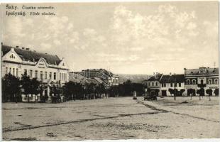Ipolyság, Sahy; Fő tér, Lengyel Szálloda, Jakob Neumann üzlete és saját kiadása / main square, hotel, shop