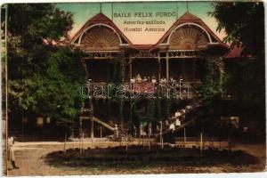 2 db képeslap; Budapest Képzőművészeti Alkotások Kiadóvállalat képeslapja; Félix-fürdő, Amerikai szálloda / 2 postcard, modern Budapest, Baile Felix