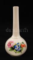 Herendi virágmintás váza, porcelán, jelzett, hibátlan, 19cm