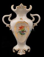 Herendi virágmintás váza, porcelán, jelzett, javított, 26cm