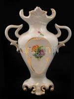 Herendi virágmintás váza, porcelán, jelzett, javított, 26cm