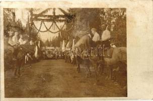 1926 Javorina, ünnepség, lovasok díszben / ceremony, decorated horsemen, automobile, photo (fl)