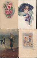 113 db RÉGI motívumlap, vegyes minőségben; sok művész, hölgy, gyerek / 113 old motive cards, mixed quality; many art, lady, child