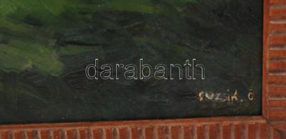 Guzsik jelzéssel: Tabáni házak. Olaj, karton, keretben, 43×34 cm