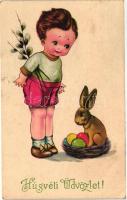 Easter, boy, rabbit, Amag 0131. (EK)