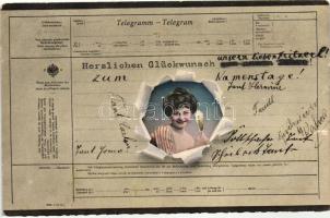 Telegramm greeting card, lady (EK)