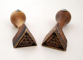Régi pecsétnyomók, "Fővárosi Óra és Ékszeripari V.", 2db, cca 8cm