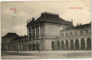 Zagreb, vasútállomás, héber nyelvű bélyeg a hátoldalon / Drzavni kolodvor / railway station, Hebrew stamp on the backside  (EK)