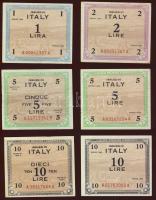Olaszország/nemzetközi megszállás 1943. 9db klf bankjegy T:I-,II