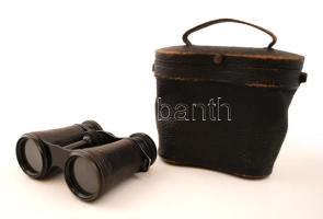 Chmura Budapest színházi távcső, eredeti bőr tokjában, kopásnyomokkal, 9x10 cm