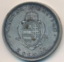 1935. 2P Ag "Pázmány" T:2 patina Adamo P7.1