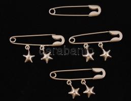 Ezüst biztosítótű, Ag., nettó: 6,25gr., 4db, 4cm / Silver safety pins, Ag, net. 6,25gr, 4 x 4 cm