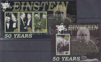 Death Anniversary of Einstein minisheet + block, Einstein halálának 50. évfordulója kisív + blokk