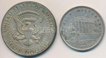 Ausztria 1925. 1Sch Ag + Amerikai Egyesült Államok 1968. 1/2$ Ag "Kennedy" T:2  Austria 19...