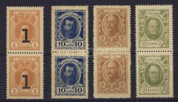 Oroszország/bélyegpénz 1915. 1k,10k,15k,20k mindegyik függőleges párban T:I