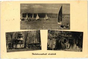 9 db VEGYES magyar városképes lap kézzel készült albumban; Balaton és vidéke / 9 mixed Hungarian tow...