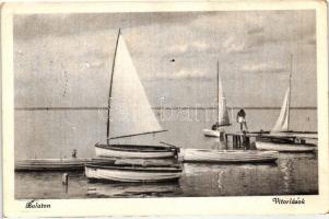 9 db VEGYES magyar városképes lap kézzel készült albumban; Balaton és vidéke / 9 mixed Hungarian tow...