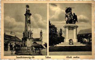 9 db VEGYES magyar városképes lap kézzel készült albumban; / 9 mixed Hungarian town-view postcards i...