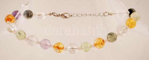 Karlánc ametiszt, citrin, hegyikristály és jade gyöngyökből,  25cm