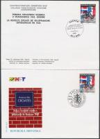 Croatian soldiers uprising block of 4 + FDC + occasional cakncellation cover Horvát katonák felkelés...