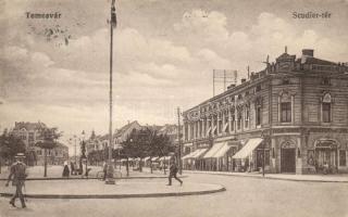 Temesvár, Timisoara; Scudier tér, Neumann üzlete / square, shops