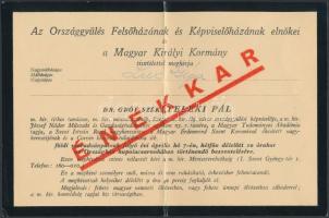 1936-1942 3 db gyászjelentés(Horthy István, Teleki Pál, Gömbös Gyula)