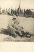 Tátraszéplak, Első kísérlet, szánkózók / sledding people, photo