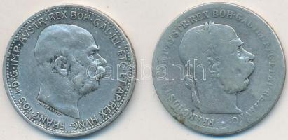Ausztria 1894-1912. 1K Ag "Ferenc József" (2x) T:3,2,2- Austria 1894-1912. 1 Corona Ag &qu...