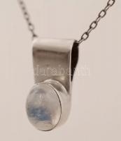 Ezüst (Ag) nyaklánc, holdkő medállal,  bruttó:5 g, h:43 cm