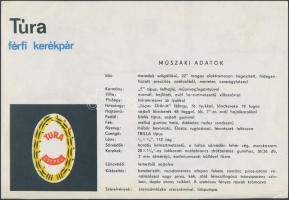 cca 1960-70 Túra férfi kerékpár tájékoztató, 13x19cm