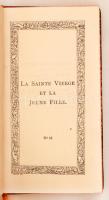 La Sainte Vierge et la Jeune Fille. par le P. Victor Vieille de la compagnie de Jésus. Limoges, Dalpayrat et Depelley. Kiadói bőr kötés, aranyozott lapszélek, jó állapotban.