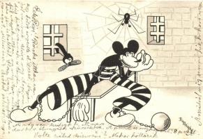 Mickey Mouse, prison Izsák József Rt. vegyészeti gyár advertisement on the backside s: Bisztriczky (EK)