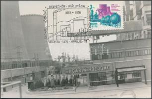 1976 Gagarin hőerőmű bélyeggel és pecséttel, fotó, 9x14cm