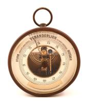 Régi barométer, német feliratokkal, a számlapon papírragasztással, d: 10 cm