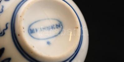 Meisseni mokkás csésze és alj, máz alatt kézzel festett,  jelzett, hibátlan, összesen: 3 db