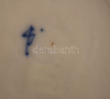 Jelzett cukortartó, máz alatt kézzel festett, hibátlan, jelzett, m:10 cm, d:11 cm