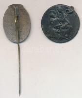 1947-1948. "Pax - Boldogasszony éve" fém kitűző (13x19mm) + DN "Máriaremete" fém...