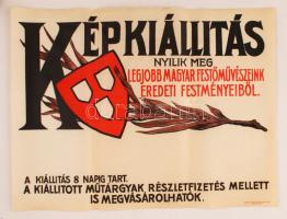 cca 1920-1930 Nemzeti Szalon Képkiállítás poszter, szép állapotban, 47x63cm