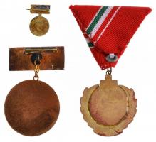 ~1970-1980. "100 véradásért" zománcozott fém kitüntetés miniatűrrel, dísztokban + "Ki...