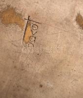 Tevan réz kis tálka, rezezett fém, jelzett, 15×15 cm