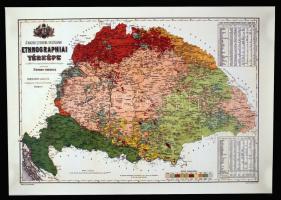 A Magyar szent korona országainak ethnographiai térképe, reprint, feltekerve, 64x92cm