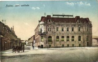 Zsolna, Zilina; Rémi szálloda, Schwarcz Vilmos kiadása &quot;ZSOLNA PÁLYAUDVAR&quot; bélyegzéssel 1915 / Hotel