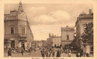 Munkács, Mukacevo; Munkácsy Mihály utca, üzletek / street with shops