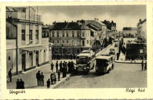 Ungvár, Uzhorod; Régí híd, autóbuszok / bridge with autobuses